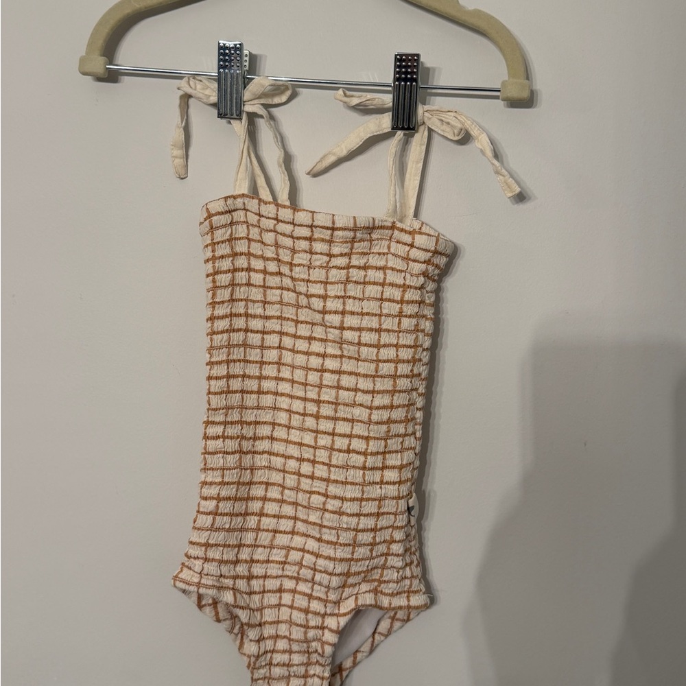 fish out of water classic windowpane smocked one piece